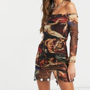 ASOS Femme Lux off-shoulder long sleeve mini dress